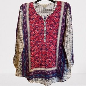 Lucky Brand Paisley Boho Top XL